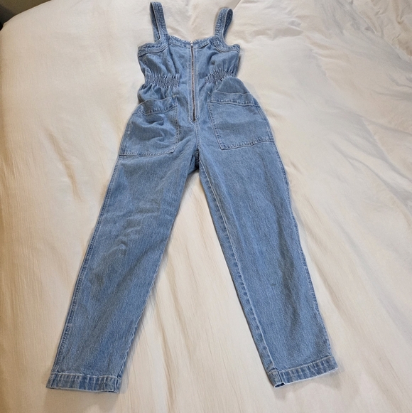 Madewell Pants - Madewell Zip Up Smock Waist Denim Jumpsuit Size XS Overalls
